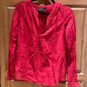 Pink Opaque Tunic Blouse with Floral Patterning